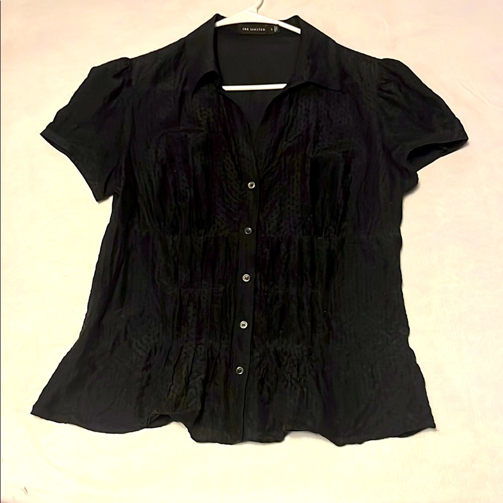 The Limited Black Button Down Short Sleeve Top
